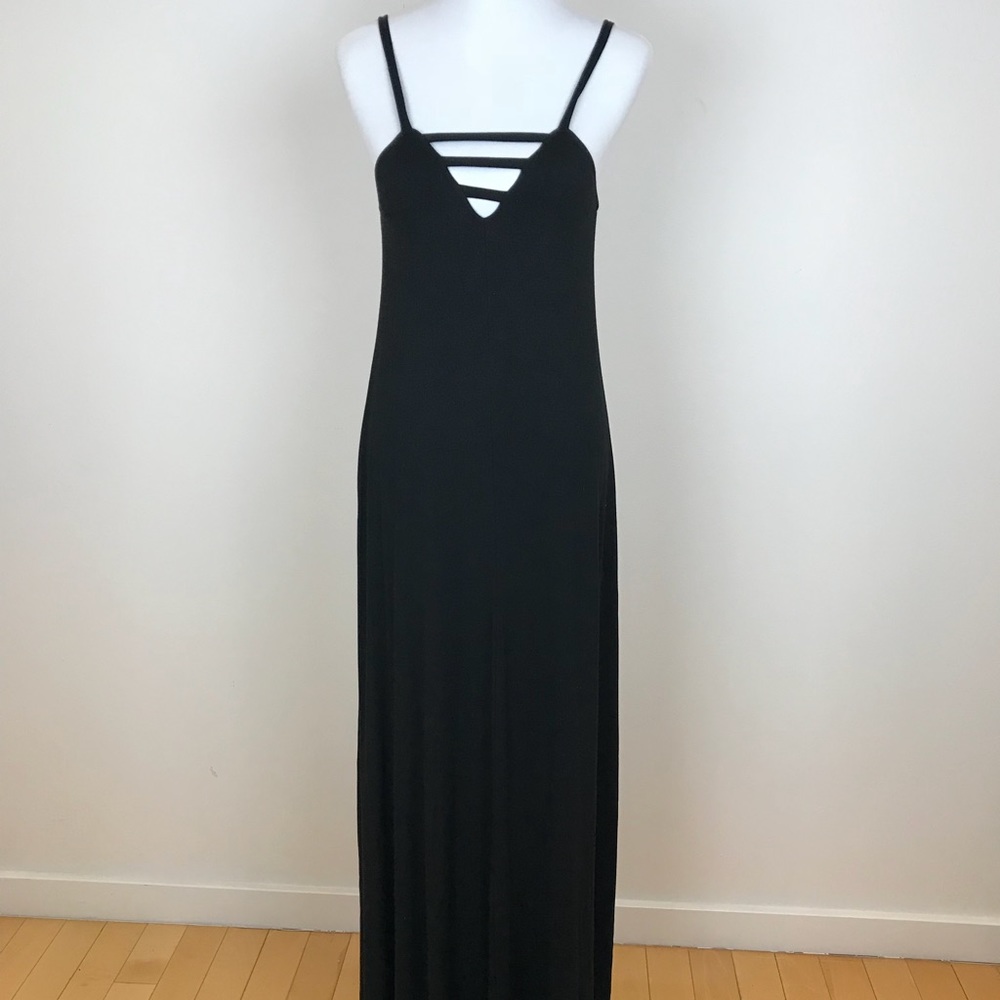 XS Black Maxi Dress with V neck cutouts